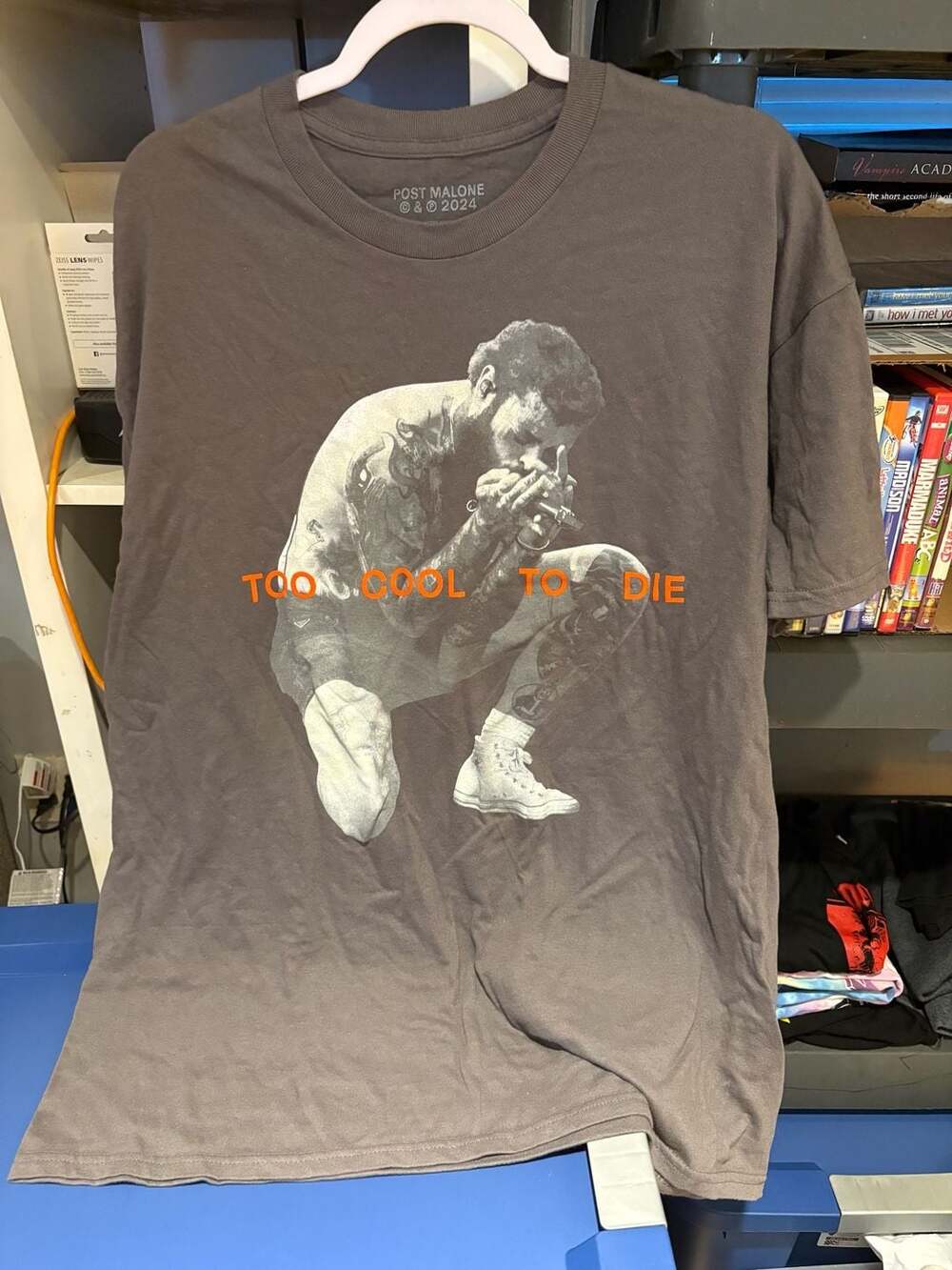 Post Malone Too Cool To Die Graphic T-Shirt Gray Size L